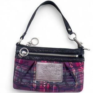 Coach Poppy Plaid Wristlet